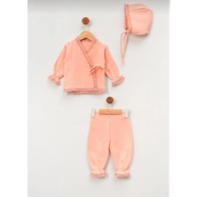 Baby Wings Müslin Fırfır Detaylı 3'lü Şapkalı Set Takım