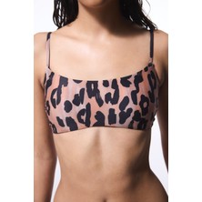 Clove Minimal Kesim Leopar Desenli Bikini Üstü
