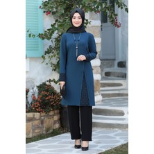 Lazer Kesim Detaylı Büyük Beden Tesettür Takım