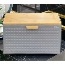 Arow Alessa Ekmek Kutusu Ekmek Dolabı Bambu Kapaklı Metal Ekmeklik 1 Adet