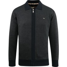 Erkek Astarlı Triko Mevsimlik Mont Polo Yaka Çelik Örgü Desenli Klasik Kalıp - 5208P