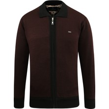 Erkek Astarlı Triko Mevsimlik Mont Polo Yaka Çelik Örgü Desenli Klasik Kalıp - 5208P