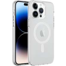 iPhone 14 Pro Uyumlu Ata Magsafe Şarj Özellikli Buzlu Transparan C-Pro Sert Kapak-Renksiz