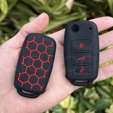 Volkswagen Golf Passat Jetta Polo Caddy Beetle Tiguan Transporter Desenli Silikon Anahtar Kılıfı ( 1ADET)
