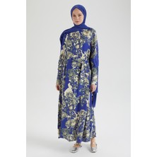 Armine Trend Arkadan Fermuarlı Kolları Düğmeli Elbise-Saks 25YT923