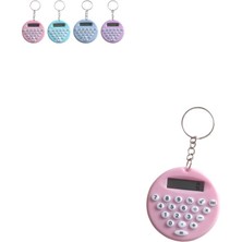 Lila Yuvarlak Mini 8 Haneli Hesap Makinesi Anahtarlık (1 Adet) (Ebat: 5 cm x 5 Cm)