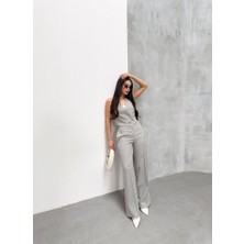 Moderie Butik Toskana Çi̇zgi̇li̇ Kruvaze Yaka Tek Düğmeli̇ Yelek Pantolon Takim
