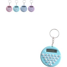 Lila Yuvarlak Mini 8 Haneli Hesap Makinesi Anahtarlık (1 Adet) (Ebat: 5 cm x 5 Cm)