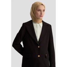Armine Trend Gold Düğmeli Astarlı Blazer Ceket Siyah 25KT520