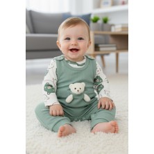 Eymir Giyim Ayıcıklı Raporlu Kumaş Erkek Bebek Çocuk Tulum 3 Ay, 6 Ay, 9 Ay