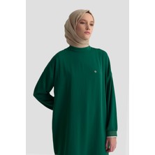 Armine Trend Kolları Ribanalı Arkadan Uzatmalı Basic Tunik-Zümrüt 25YT449