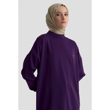 Armine Trend Kolları Ribanalı Arkadan Uzatmalı Basic Tunik-Mor 25YT449