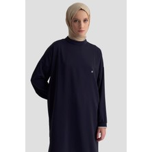 Armine Trend Kolları Ribanalı Arkadan Uzatmalı Basic Tunik-Lacivert 25YT449
