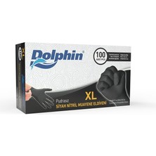 Dolphin Siyah Çok Amaçlı Nitril Muayene Eldiveni XL Beden 100 Adet - MDR