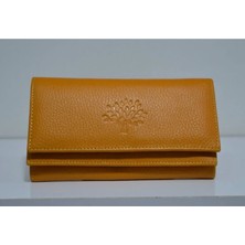 Veskemann Kadın Sarı Hakiki Deri Çok Bölmeli Cüzdan