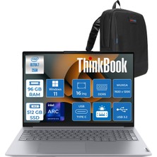 Lenovo Thinkbook 16 Gen 8 Ial Intel Core Ultra 7 255H 96GB Ddr5 512GB SSD Windows 11 Pro Intel Arc 140T 16 Inç Wuxga (1920 x 1200) IPS 300NITS Taşınabilir Bilgisayar 21SK007UTXP51 + Zetta Çanta