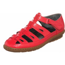 Costo Shoes DRL7018 Nar Çiçeği Yazlık Büyük Numara Rahat Geniş Kalıp Kauçuk Taban  Babet Ayakkabı