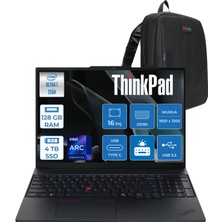 Lenovo Thinkpad E16 Gen 3 Intel Core Ultra 7 255H 128GB Ddr5 4tb SSD Freedos Intel Arc 140T 16 Inç Wuxga (1920 x 1200) IPS 300NITS Taşınabilir Bilgisayar 21SR006RTXF45 + Zetta Çanta