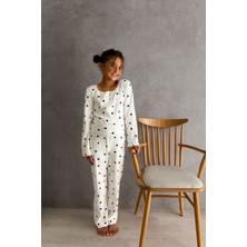 Kız Çocuk Uzun Kollu Kalp Baskılı Pijama Takımı