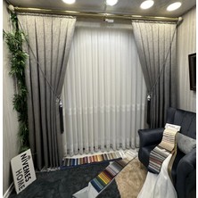 Nivemeshome Hercai HY019 Gümüş 1/2,5 Sık Pileli Tül Perde Apm