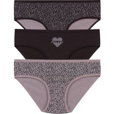 3'lü Desenli Pamuklu Yüksek Bel Bato