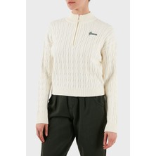 Guess Lavinia Regular Fit Yarım Fermuarlı Dik Yaka Örgü Kazak V5BR02Z0572 Bayan Kazak V5BR02 Z0572 G1O6