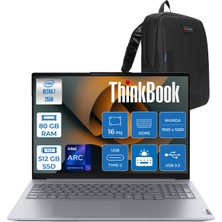 Lenovo Thinkbook 16 Gen 8 Ial Intel Core Ultra 7 255H 80GB Ddr5 512GB SSD Freedos Intel Arc 140T 16 Inç Wuxga (1920 x 1200) IPS 300NITS Taşınabilir Bilgisayar 21SK007UTXF44 + Zetta Çanta