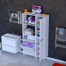 Modilayn 90X183.5X31.5CM Sepetli Çok Amaçlı Dolap Kirli Çamaşır Dolabı Banyo Dolabı