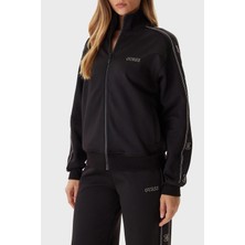 Guess Octavia Regular Fit Dik Yaka Fermuarlı Logolu Sweat V5BQ15KCX22 Bayan Sweat V5BQ15 KCX22 Jblk