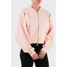 Calvin Klein Pamuklu Oversize Fit Kapüşonlu Fermuarlı Crop Sweat LV047C216GVI7 Bayan Sweat LV047C216G Vı7