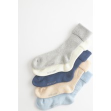 Çocuk 5 Li Paket Havlu Soket Çorap Mavi Mix