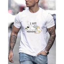 Unisex Baskılı Oversize T-Shirt - Beyaz