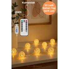 Technosmart 20 Ledli Rattan Top Şerit LED Işık – Usb’li ve Kumandalı, 4m, 8 Mod Dekoratif Aydınlatma