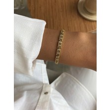 Xuping 14K Zirkon Taş Işlemeli Kare Labirent Gold Bileklik