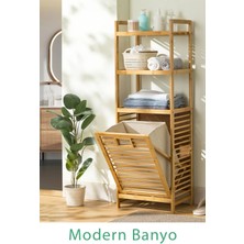 Dekorasyaa Bambu 3 Katlı Çok Amaçlı Banyo Düzenleyici Çamaşır Sepeti Organizer - Gri