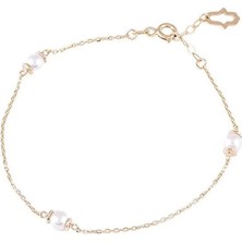 Üç Inci Dizili Altın Bileklik