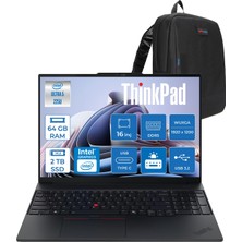 Lenovo Thinkpad E16 Gen 3 Intel Core Ultra 5 225U 64GB Ddr5 2tb SSD Freedos Intel Aı Boost 16 Inç Wuxga (1920 x 1200) IPS 300NITS Taşınabilir Bilgisayar 21SR006VTXF29 + Zetta Çanta
