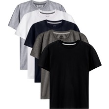 Brix Erkek Çocuk 5'li Kısa Kollu T-Shirt %100 Pamuk Renkli Regular Fit Hafif ve Nefes Alabilen