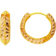 Pullu Altın Halka Küpe 14 Ayar