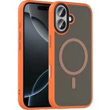 iPhone 17 Kılıf Mat Arka Yüzey Wireless Şarj Özellikli Zore Flet M-Safe Kapak - Turuncu