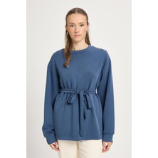Modal Seyyar Kuşaklı Bluz Indigo