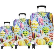 (My#96 Kapadokya 7) Valizler Için Kılıf Seti (Kabin Orta ve büyük)