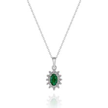 0,36 Karat Pırlanta Zümrüt Kolye