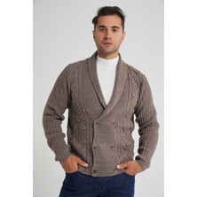 Erkek Şal Yaka Altı Düğmeli Kruvaze Yün Ceket Hırka TRIST-5353