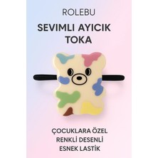 Rolebu Sevimli Ayıcık Toka | Çocuklara Özel Renkli Desenli Dayanıklı ve Esnek Saç Lastiği