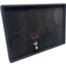 Süet Kumaş Siyah 34-24 cm Ayaklı 8 Pedli Kolye Tabla Stand