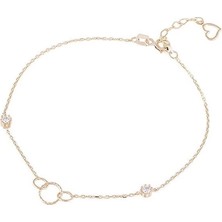 Mini Döngü Iki Taşlı Altın Bileklik