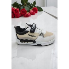 4450 Beyaz Bej Ortopedik Erkek Çocuk Spor Ayakkabısı