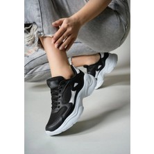 219 Siyah Rahat Hafif Yüksek Taban Günlük Kadın Spor Ayakkabı