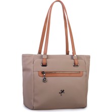 Nas Bag Kadın  Büyük Boy Omuz Çantası Vizon Taba Buzzy